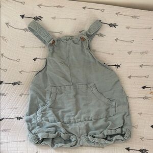 Zara linen Teal Overalls Romper - Casual Everyday Bottoms